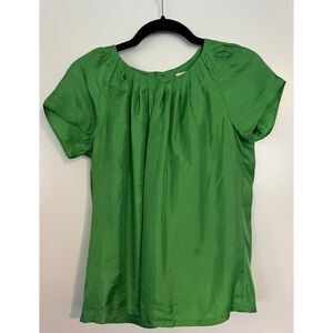 Banana Republic 100% Silk Green Cap Sleeve Top XS